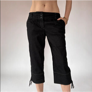 Ann Taylor Loft Women's Black Capri Length Pants 2P 2000s Noir Cropped Ties